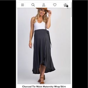 Charcoal tie waist maternity wrap skirt